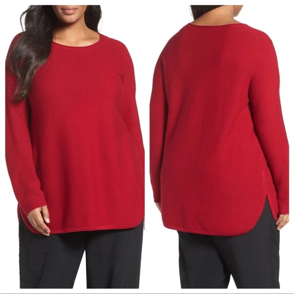 Eileen Fisher | Red Organic Cotton Links Sweater
